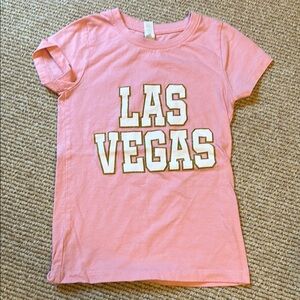 Pink Girls T-Shirt with sparkly gold Las Vegas Print